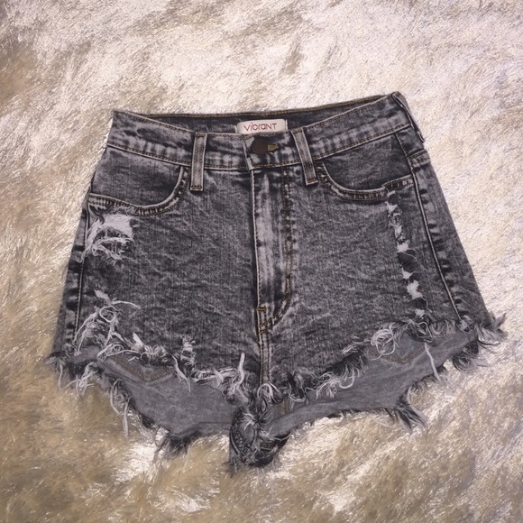 Vibrant M.I.U. Gray High waisted Shorts Denim Jean