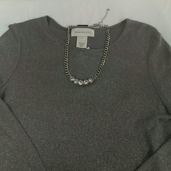 Susan Bristol Silver Sparkles Top Sz. M - Picture 2 of 3