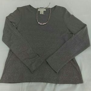 Susan Bristol Silver Sparkles Top Sz. M
