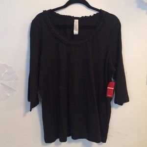 Avenue double ruffle black 3/4 sleeve