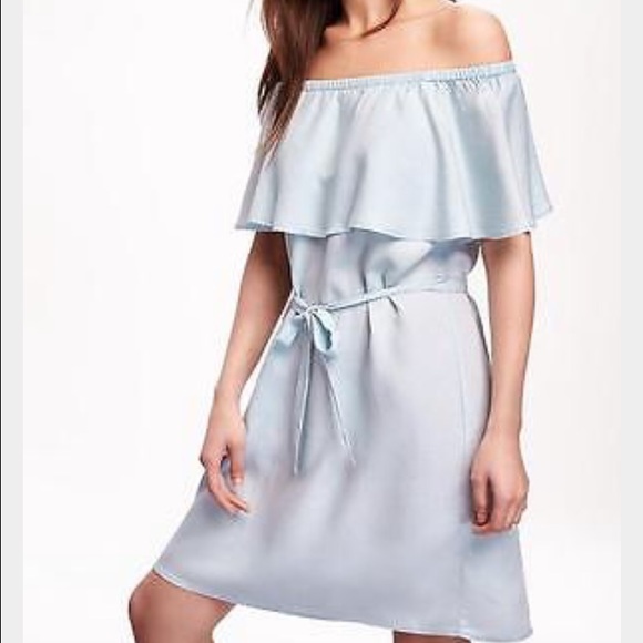 Old navy chambray blue off shoulder dress