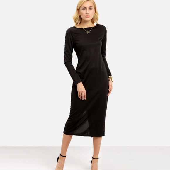 🎉BOGO🎉NWT L/S Backless Zip Midi Dress - Picture 2 of 4