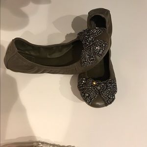 Tory Burch ballet flats with sequined bow.