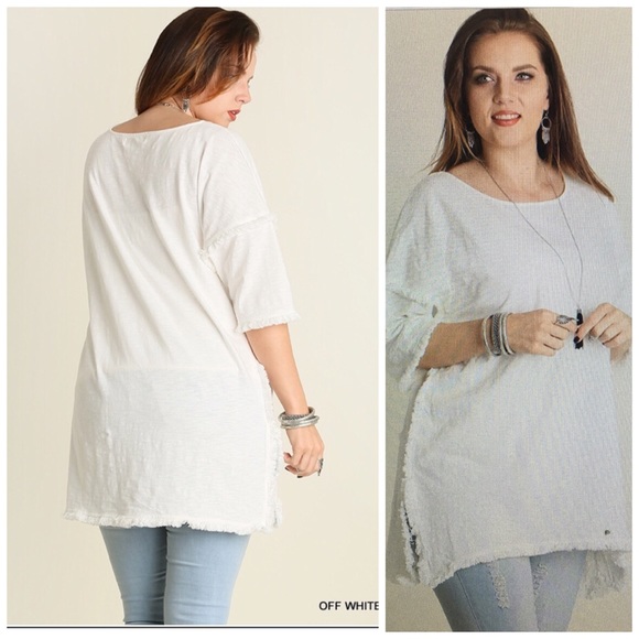 PLUS--RESTOCKED!!! Hi Low Tunic W/Fringed Hem - Picture 2 of 2