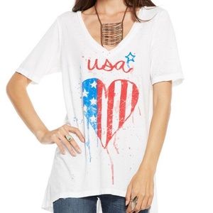 NWT Chaser LA Italia Drip USA Heart T Shirt sz S