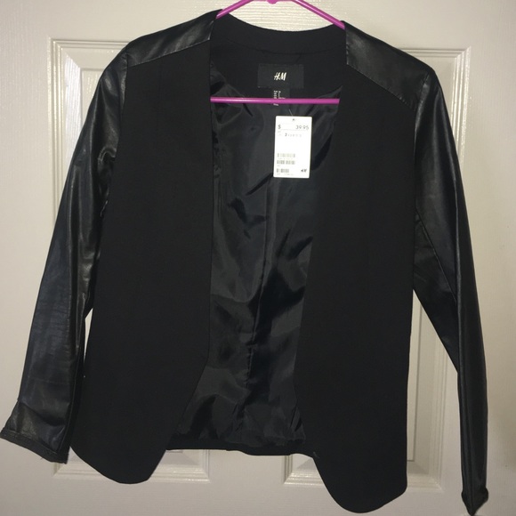 Brand new H&M blazer with faux leather sleeves