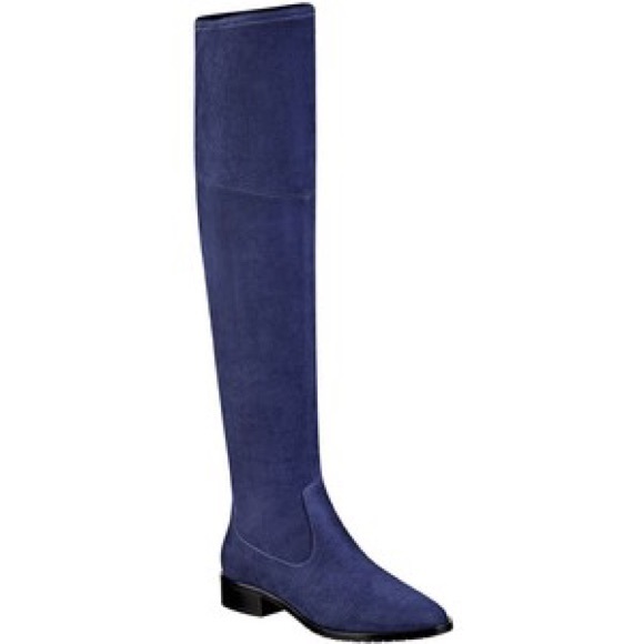 Ivanka Trump Shoes - Blue faux suede Ivanka Trump over the knee boots
