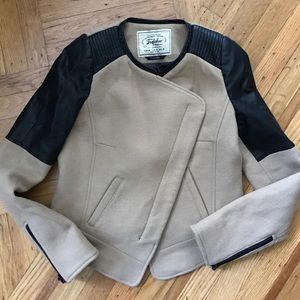 Zara Trafaluc Wool Moto Jacket w/Faux Leather