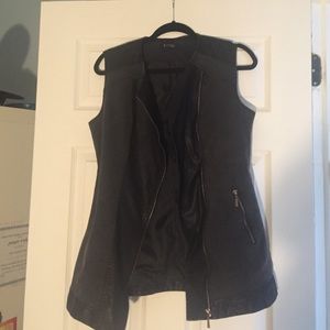 Long faux leather vest