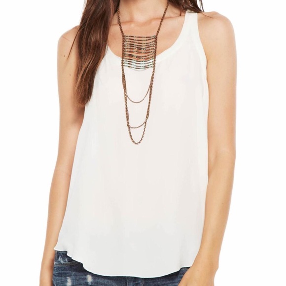 NWT Chaser LA Silk Drape Back White Tank Size M - Picture 2 of 4
