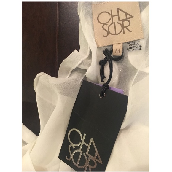 NWT Chaser LA Silk Drape Back White Tank Size M - Picture 4 of 4