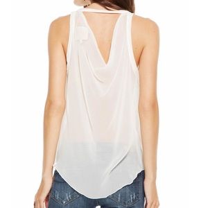 NWT Chaser LA Silk Drape Back White Tank Size M
