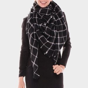 SALE! Plaid Check Square Blanket Scarf Black White