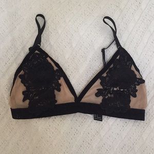 Mesh and velvet lace bralet size small EUC