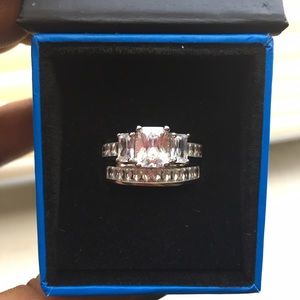 Sterling Silver Radiant Cut CZ Wedding set