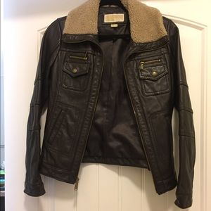 Michael Kors Brown Leather Jacket