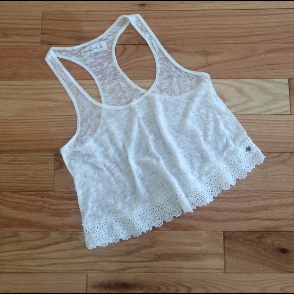A&F White Lacey Crop Top
