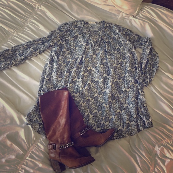 Navy blue & cream boutique tunic💙