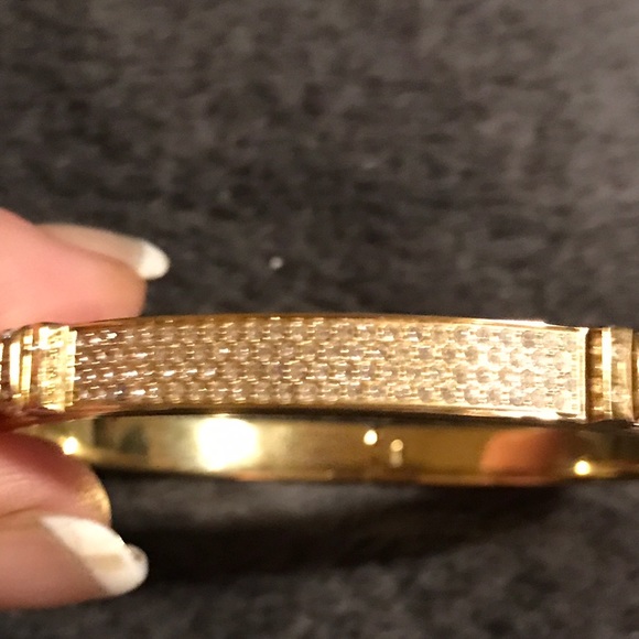 Swarovski gold and crystal accent bangle bracelet