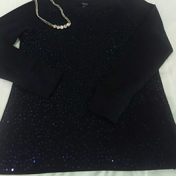 Chaps Navy Sparkle Front Top Sz. M - Picture 2 of 3