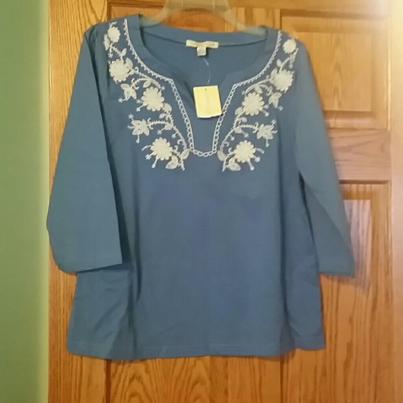 Blue embroidered top
