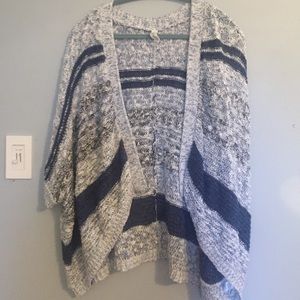 Blue and white knit cardigan