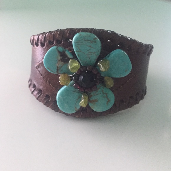 Turquoise Flower Cuff Bracelet