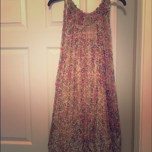 Floral beaded high-neck flowing dress