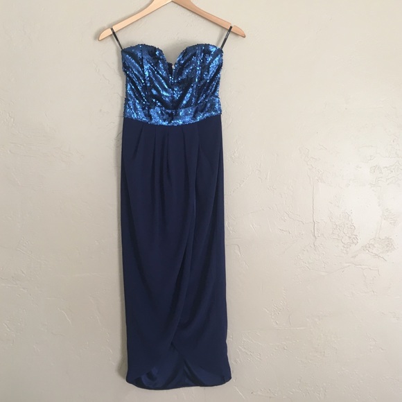 NWOT [tfnc london] blue sequin bodice midi dress - Picture 4 of 6