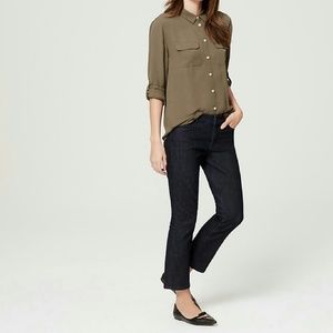 Ann Taylor LOFT dark wash modern kick crop jeans
