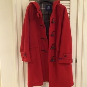 Red duffle coat