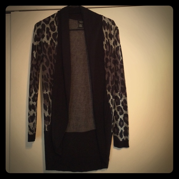 Black and grey cheetah print cardigan
