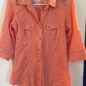 Peach 3/4 button up Rue 21 shirt!
