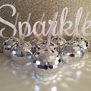 Silver Disco Ball Club🌐Cup Party Tumbler w/ Straw