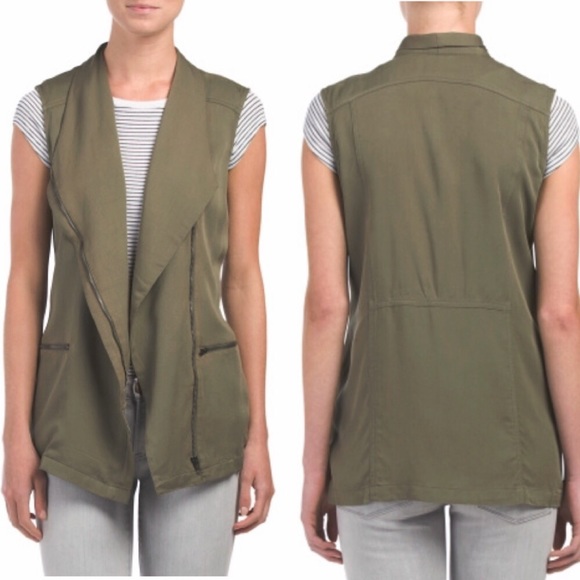 Paper Crane Urban Chic Olive Utility Vest- New