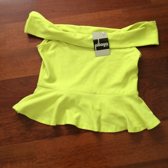 Off Shoulder NWT neon top