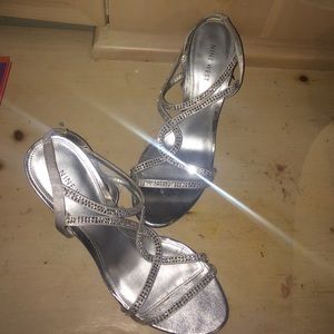 Nine West silver heels