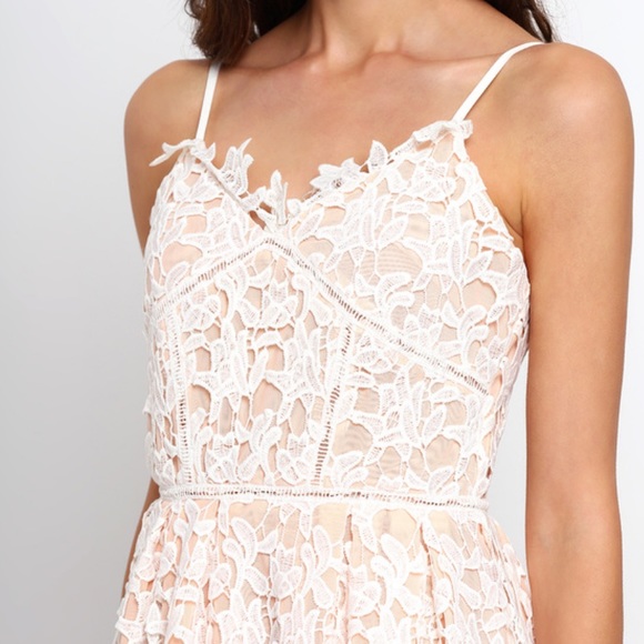 🎉LAST ONE🎉NWT White/Peach Eyelet Lace Midi Dress - Picture 4 of 4