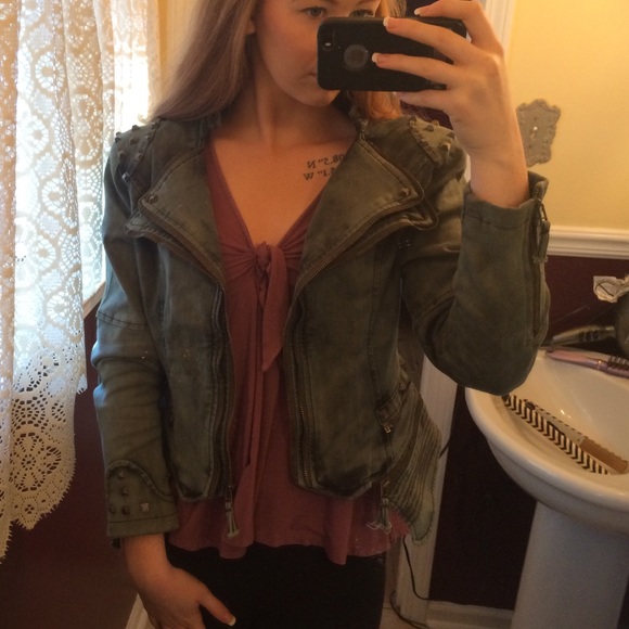 Army green classy rocker girl jacket - Picture 1 of 2