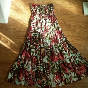 Red green and white maxi dress