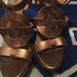 Bronze wedge sandals
