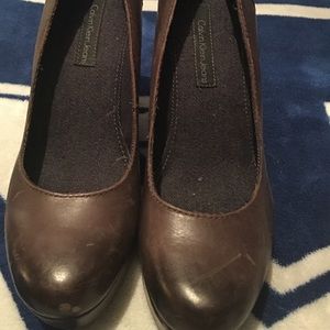 Calvin Klein brown wedge heels