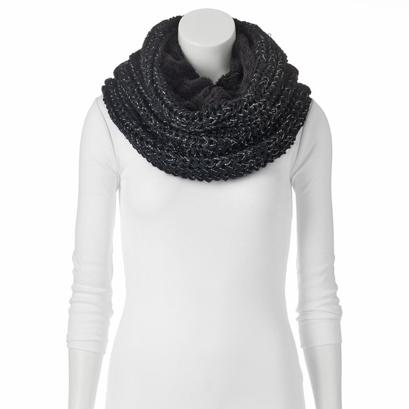 Juicy Couture Accessories - JUICY COUTURE BLACK LUREX COWL KNIT SCARF
