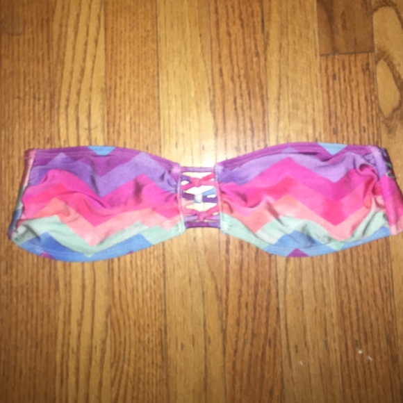 Rainbow chevron strapless bathing suit