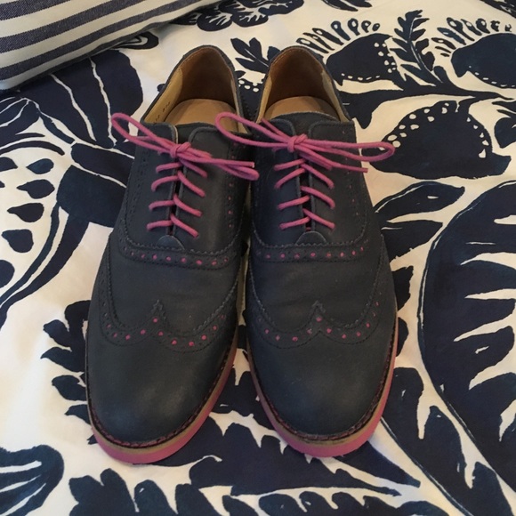 Cole Haan navy and pink oxfords