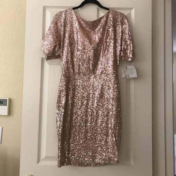 Rose gold sequined dress.  Size Juniors 11/12