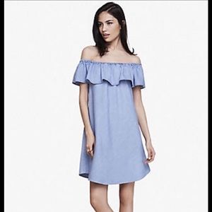 Denim off shoulder dress