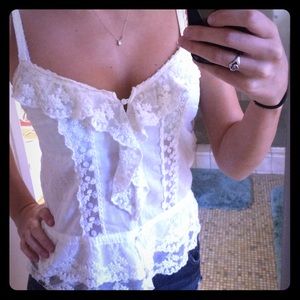 A&F White Lace Top