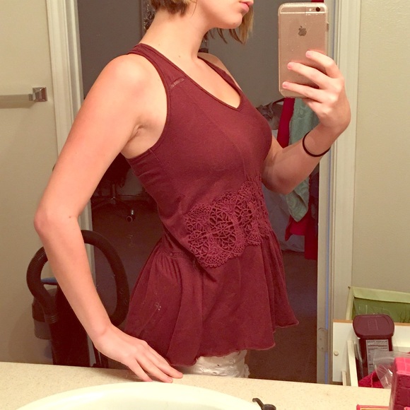Burgundy peplum tank top