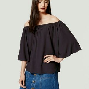 Ann Taylor LOFT off the shoulder swing top coal